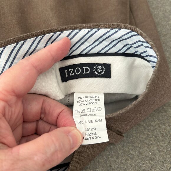 IZOD Men's Dress Pants - Brown - Size 40W/32L - Picture 2 of 10